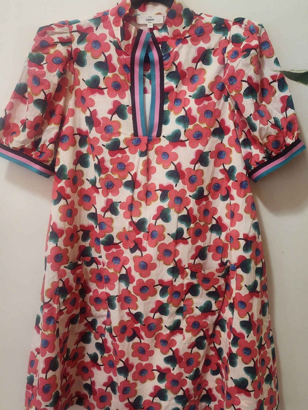 Entro Retro Floral Short-Sleeve Shift Dress - Pink Multi